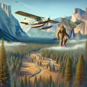 A 1968 single engine plane flying over Yosemite national park fl...