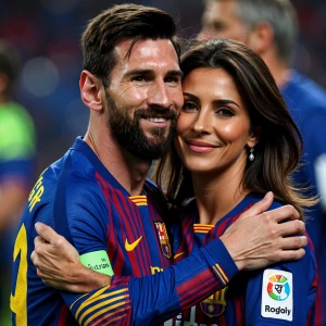 Messi hugging  with Georgina Rodriguez (cristiano's wife)