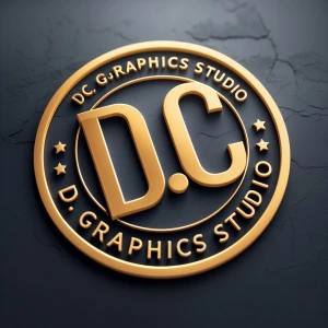 Create a stunning luxury bold Gold logo with   " D.C GRAPHICS ST...