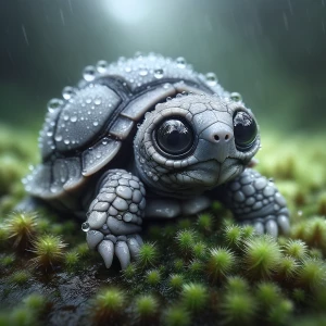 A cute but eerie biological specimen, small grey tortoise with l...