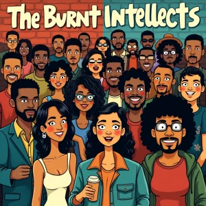 Generate an image of a 12” vinyl album cover featuring an cartoo...