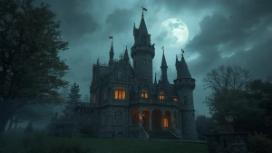 horror-like version of a cutaway haunted castle ideal for a jigs...