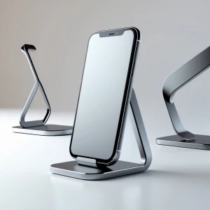 Modern 2D product illustration of a smartphone stand, premium mi...