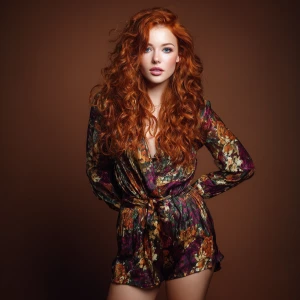 Gorgeous redhead supermodel full body portrait