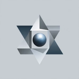 A sphere logo insode a square over a triangle Square Industries