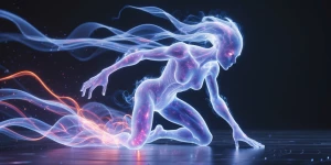 A mystically shimmering plasma prowler, its ethereal form exudin...