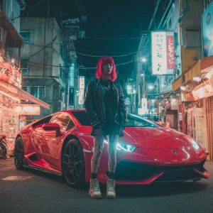 Full body prompt redhead japanese female android human hybrid in...