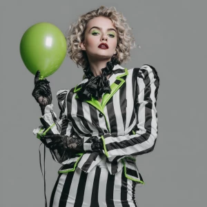 Generate a detailed image of a man in a Halloween-inspired outfi...