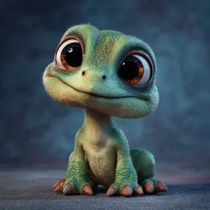 Cute baby dinosaur, Pixar-style 3D render, big expressive eyes,...