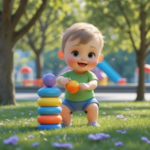 3d baby play in Park