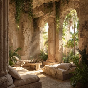 Bedroom 4 – Garden Tomb Room: A tranquil open-air sanctuary blen...