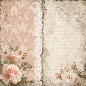 Shabby chic vintage scrapbook background paper, 12x12 inch print...