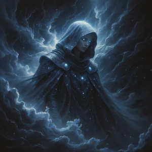 In a shadowy void of cosmic energy, a hauntingly captivating dar...