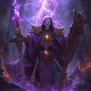 A charismatic, terrifying, and insane skeletal cleric, an Osteon...