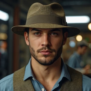 Make me a picture of a dude wearing a fedora for Xbox profile pi...