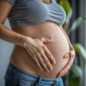 a pregnant woman with bear bump of 9 months full term triplets i...