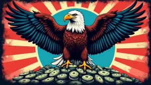 logo of a fictional country called United States of Degens, gta...