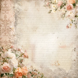 Shabby chic vintage scrapbook background paper, 12x12 inch print...