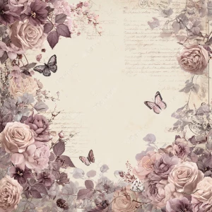 Victorian Mauve Rose Journal Page — Unlined (Butterflies & Flora...