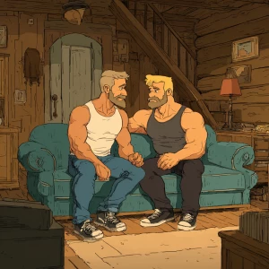 John and Bobby both men are bodybuilders both men have beards Jo...