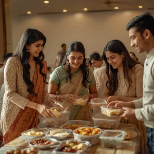 A modern, optimistic image showing Indian characters consciously...