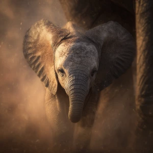 A baby African elephant named Ember, ((just born and damp next t...