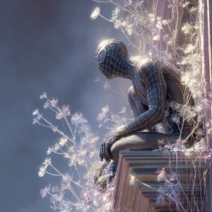 Masterpiece digital painting. Spider-Man intricately sculpted fr...