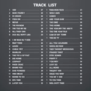 Generate a track list with a gray background with these song tit...