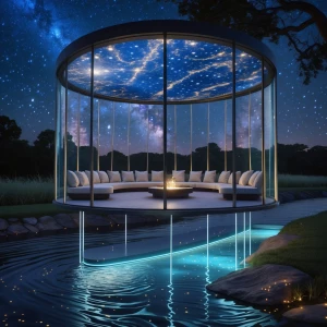 Create an immersive and tranquil scene featuring a Floating Star...