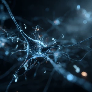 AI neural network visual transforming into music notes, digital...