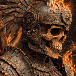 Dark art firey masked skeleton warrior, ultra-detailed, ultra-re...