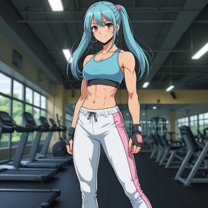 Try making anime girls working out in the gym tight sweatpants