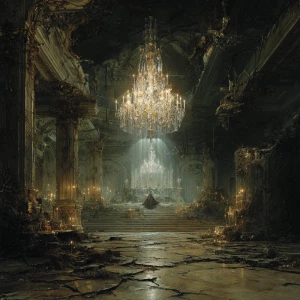 In a decadently eerie rococo-inspired space oasis, a grand chand...
