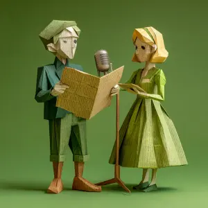 Origami Style, Paper Animation, boy expressively reads poetry, w...