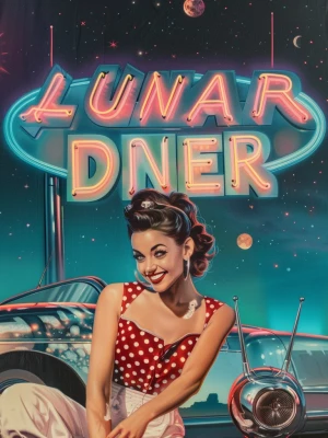 1950s retro pin-up poster, ultra-detailed hand-painted style. A...