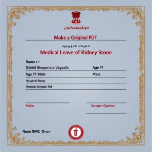 Make a original pdf of medical leave of kidney stone 
Name :-ni...