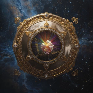 A dazzling intergalactic space probe, its metallic surface gleam...