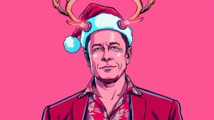 GTA Vice City loading screen character card: cel-shaded Elon Mus...