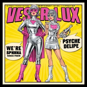 Retro 1960s comic book cover, bold yellow burst background, clea...