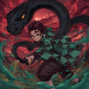Tanjiro Kamado from Demon Slayer: Kimetsu no Yaiba, drawn in aut...