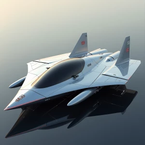 Design a sleek and advanced hovering spaceship that combines ele...
