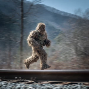 A humanoid looking hair covered brown bigfoot looking almost hum...