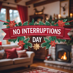 Create an image of a festive banner that reads "No Interruptions...