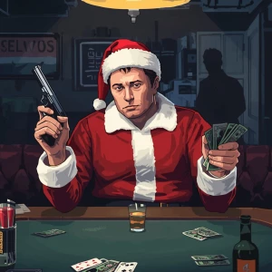 GTA Vice City loading screen panel: Create an image of Elon Musk...