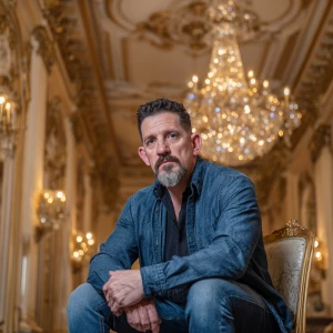 A man in his 50s with short dark hair and a neatly trimmed beard...