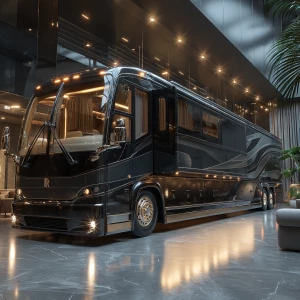 Ultra-realistic photo of a luxurious black Rolls-Royce style mot...