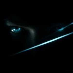 A cinematic logo animation featuring a close-up of glowing blue...