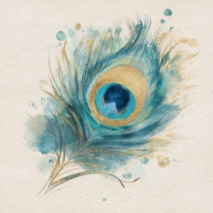 Style: Shabby-Chic Peacock — flat watercolor + soft gouache; des...