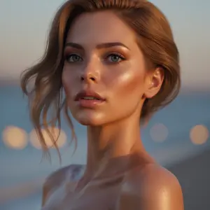 ultra-realistic cinematic portrait of a confident attractive wom...