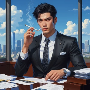 Create a hyper-realistic digital illustration of a a handsome Ja...
